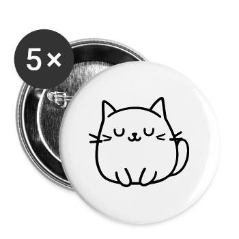 Katze - Buttons groß 56 mm (5er Pack) - Weiß - Vorne