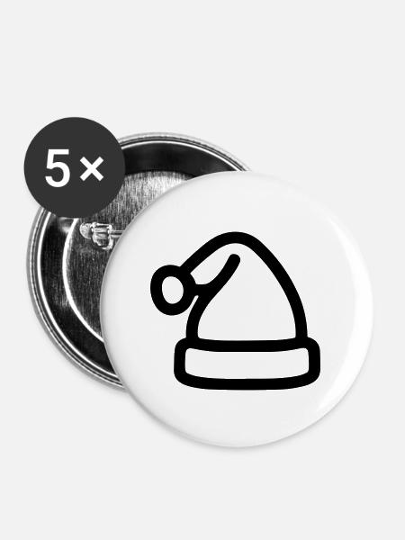 Weihnachtsmütze - Buttons groß 56 mm (5er Pack) - Weiß