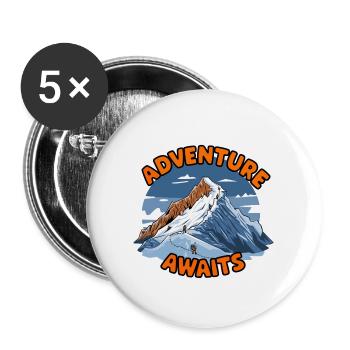 Adventure Awaits Bergsteigen Klettern Kletterer - Buttons groß 56 mm (5er Pack) - Weiß - Vorne