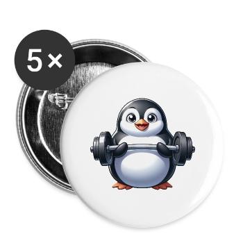 Penguin Workout Fitness Cute Funny - Buttons large 2.2''/56 mm (5-pack) - white - Front