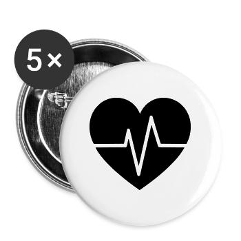 Herzschlag - Buttons groß 56 mm (5er Pack) - Weiß - Vorne