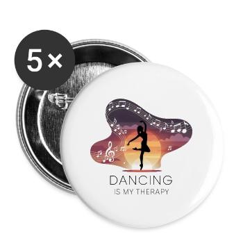 La danse est ma thérapie – Dancing Ballet Hip-Hop - Lot de 5 grands badges (56 mm) - blanc - Devant