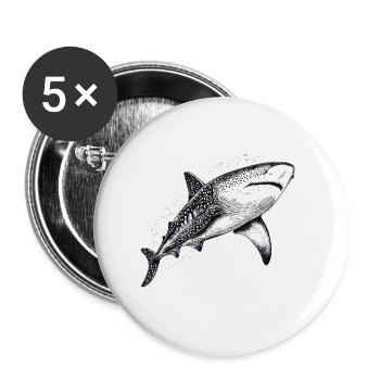 Whale shark - Buttons large 2.2''/56 mm (5-pack) - white - Front