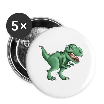 T-rex Tyrannosaurus Rex Dino Illustration - Buttons groß 56 mm (5er Pack) - Weiß - Vorne