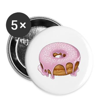 Donut pink mit Streusel Gebäck Illustration - Buttons groß 56 mm (5er Pack) - Weiß - Vorne