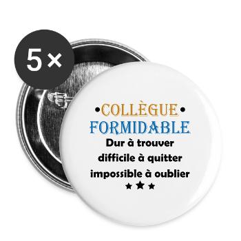 Collègue formidable dur à trouver - Lot de 5 grands badges (56 mm) - blanc - Devant