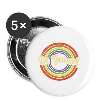 LGBTQ+ Pride Be Yourself Lesbian Gay Homo - Buttons large 2.2''/56 mm (5-pack) - white - Front