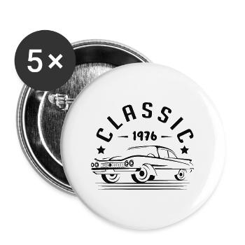 CLASSIC 1976 -Geschenkidee - - Buttons groß 56 mm (5er Pack) - Weiß - Vorne