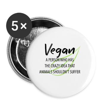 Végétalien Végétalien Bien-être animal Végétarien Végétarien - Lot de 5 grands badges (56 mm) - blanc - Devant