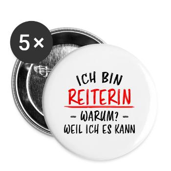 Reiterin Reiten Lustiger Spruch Pferde Geschenk - Buttons groß 56 mm (5er Pack) - Weiß - Vorne