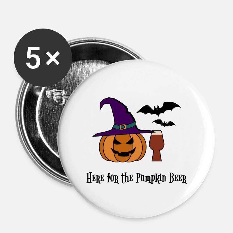 Here for the Pumpkin Beer - Buttons large 2.2''/56 mm (5-pack) - white