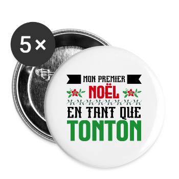 Le premier Noël en tant que tonton - Lot de 5 grands badges (56 mm) - blanc - Devant