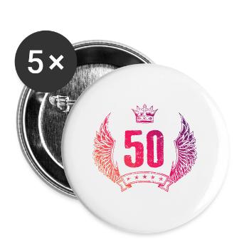 Couronne de 50 numéros - Lot de 5 grands badges (56 mm) - blanc - Devant