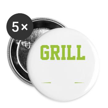 Grill Crew - Buttons groß 56 mm (5er Pack) - Weiß - Vorne