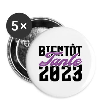 Cadeau Annonce grossesse bientôt Tante 2023. tata. - Lot de 5 grands badges (56 mm) - blanc - Devant