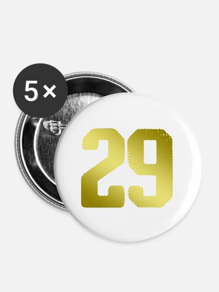29 Zahl Trikot - Buttons groß 56 mm (5er Pack) - Weiß