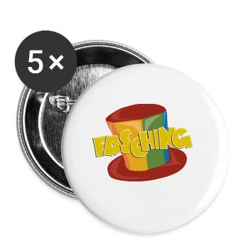 fasching HutKarneval Fastnacht Fassenacht Fasnacht - Buttons groß 56 mm (5er Pack) - Weiß - Vorne