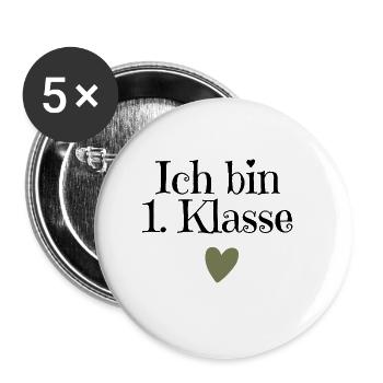 Ich bin 1 Klasse - Buttons groß 56 mm (5er Pack) - Weiß - Vorne