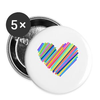 Colorful Heartbeat - Buttons large 2.2''/56 mm (5-pack) - white - Front