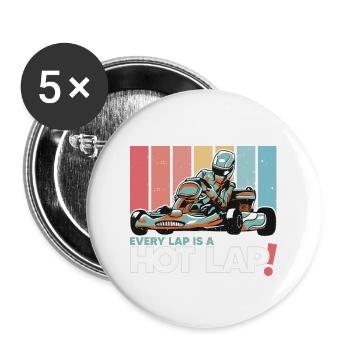 Chaque tour est un Hot Lap Vintage Retro Go Kart - Lot de 5 grands badges (56 mm) - blanc - Devant