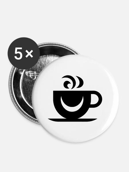 Kaffee - Buttons groß 56 mm (5er Pack) - Weiß