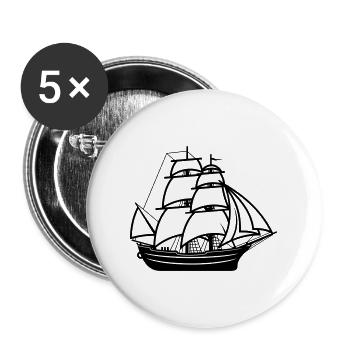 Bateau pirate - Lot de 5 grands badges (56 mm) - blanc - Devant