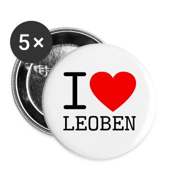 I Love Leoben Minimalistisches Herz Souvenir - Buttons groß 56 mm (5er Pack) - Weiß - Vorne