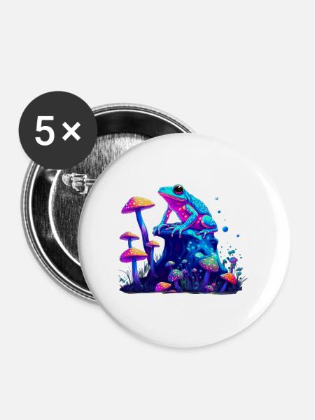Ästhetischer Frosch Pilze Frösche - Buttons groß 56 mm (5er Pack) - Weiß