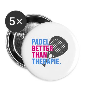 Padel Padeltennis Padel-Therapie PADELTENNIS-sport - Buttons groß 56 mm (5er Pack) - Weiß - Vorne
