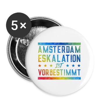 Amsterdam Eskalation - Buttons groß 56 mm (5er Pack) - Weiß - Vorne
