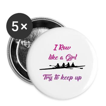 Je rame comme une fille Essaie de suivre - Lot de 5 grands badges (56 mm) - blanc - Devant
