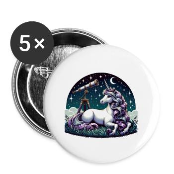 Mystische Einhorn-Sternschnuppe Sterne - Buttons groß 56 mm (5er Pack) - Weiß - Vorne