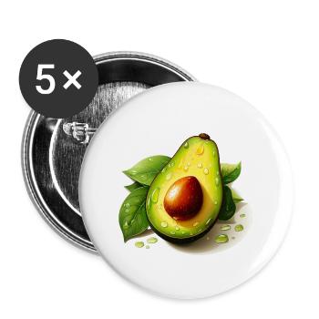 Avocado für einen Avocado Liebhaber und Sportler - Buttons groß 56 mm (5er Pack) - Weiß - Vorne