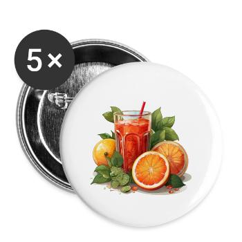 Blutorange Orange Saft Blutorangensaft - Buttons groß 56 mm (5er Pack) - Weiß - Vorne