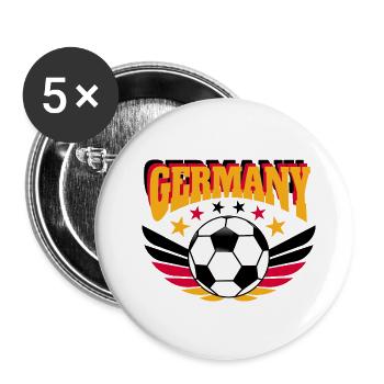 Fußball Shirt Deutschland Retro College Look - Buttons groß 56 mm (5er Pack) - Weiß - Vorne