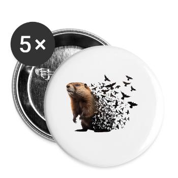 Biber - Buttons groß 56 mm (5er Pack) - Weiß - Vorne