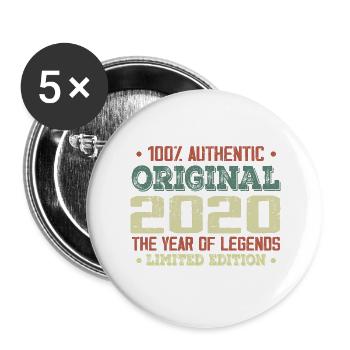 Legende seit 2020 Jahrgang 2020 - 4-jähriges Jubiläum - Buttons groß 56 mm (5er Pack) - Weiß - Vorne