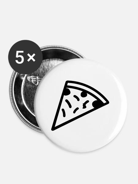 Pizzastück - Buttons groß 56 mm (5er Pack) - Weiß
