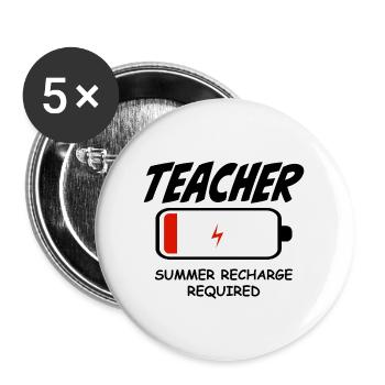 Teacher Battery Empty Summer Charging - Buttons large 2.2''/56 mm (5-pack) - white - Front