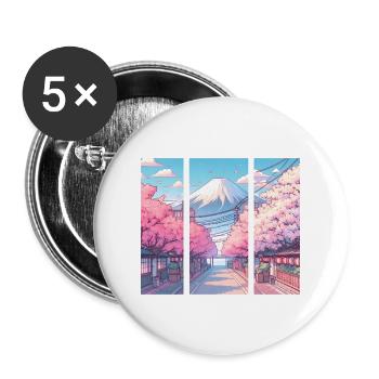 Japanese Cherry Blossom Route - Buttons large 2.2''/56 mm (5-pack) - white - Front
