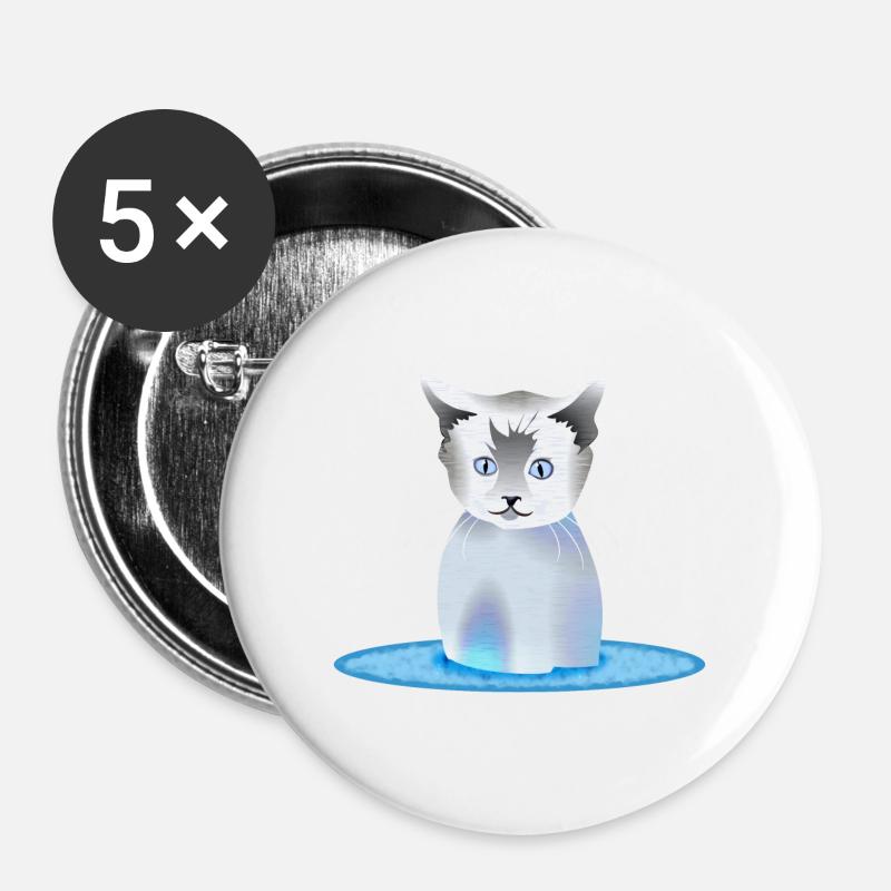 Cat - Buttons large 2.2''/56 mm (5-pack) - white