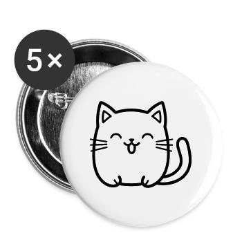 Katze - Buttons groß 56 mm (5er Pack) - Weiß - Vorne