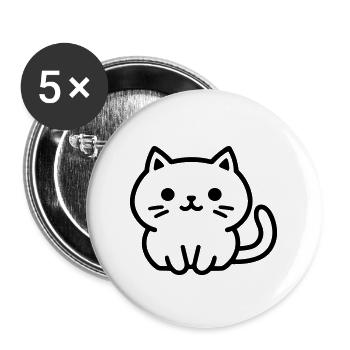 Katze - Buttons groß 56 mm (5er Pack) - Weiß - Vorne