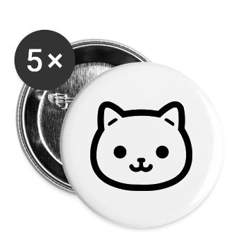 Katze - Buttons groß 56 mm (5er Pack) - Weiß - Vorne