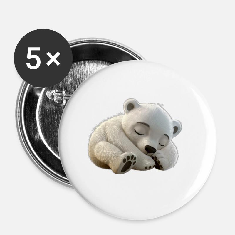Eisbär - Buttons groß 56 mm (5er Pack) - Weiß
