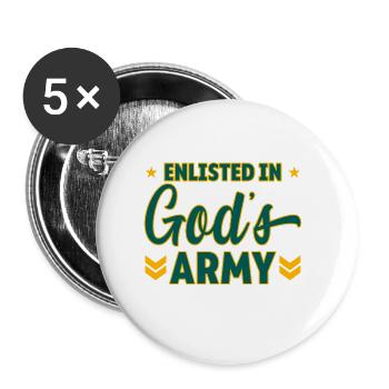 Enlisted In God's Army 2 - Buttons groß 56 mm (5er Pack) - Weiß - Vorne