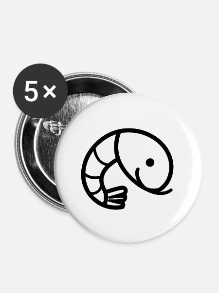 Garnele - Buttons groß 56 mm (5er Pack) - Weiß