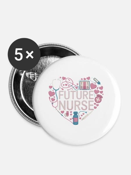 Future Nurse Krankenschwester Ausbildung - Buttons groß 56 mm (5er Pack) - Weiß