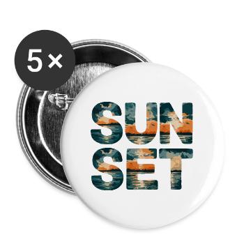 Strand Sunset Beach Sonnenuntergang Meer - Buttons groß 56 mm (5er Pack) - Weiß - Vorne