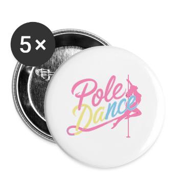 Pole Dance Pole Tänzerin Stangentanz - Buttons groß 56 mm (5er Pack) - Weiß - Vorne